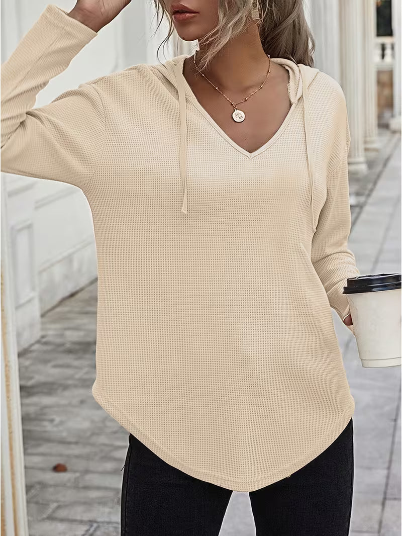 Heydi – Sweatshirt Med Lange ærmer Buet Forneden og Hætte