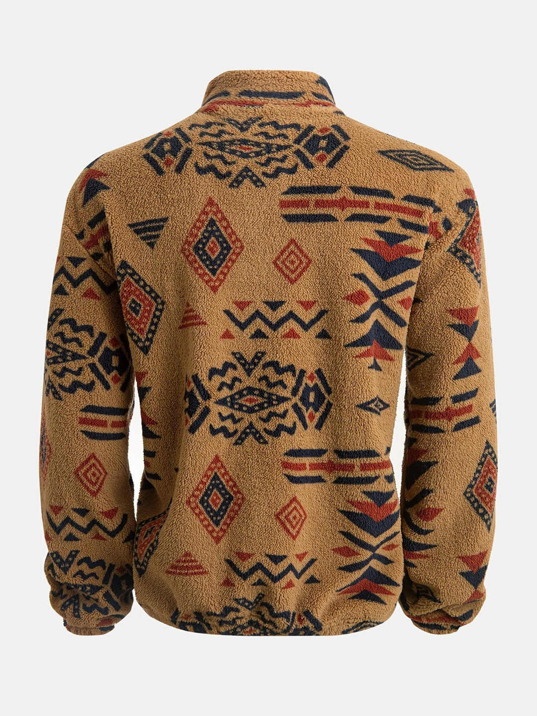 Jacco – Fleece-sweatshirt Med Halv Lynlås Og Geometrisk Mønster