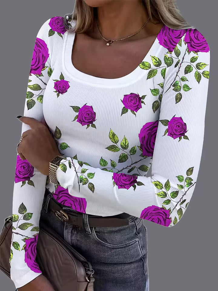 Rabiye – Bluse Med Firkantet Halsudskæring Og Blomsterprint