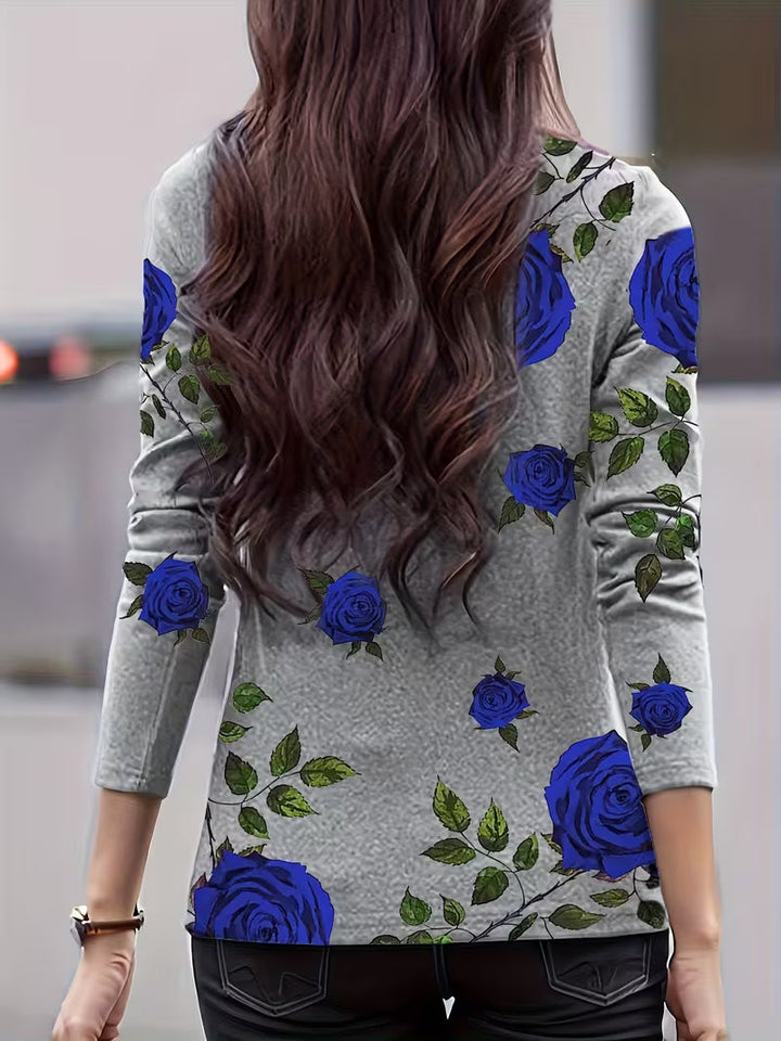 Zunni – Top Med Blomsterprint Og Høj Hals
