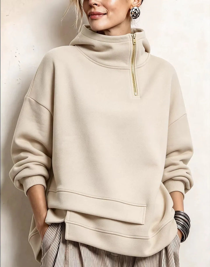 Lyona – Moderne Asymmetrisk Sweatshirt Med Høj Halsudskæring