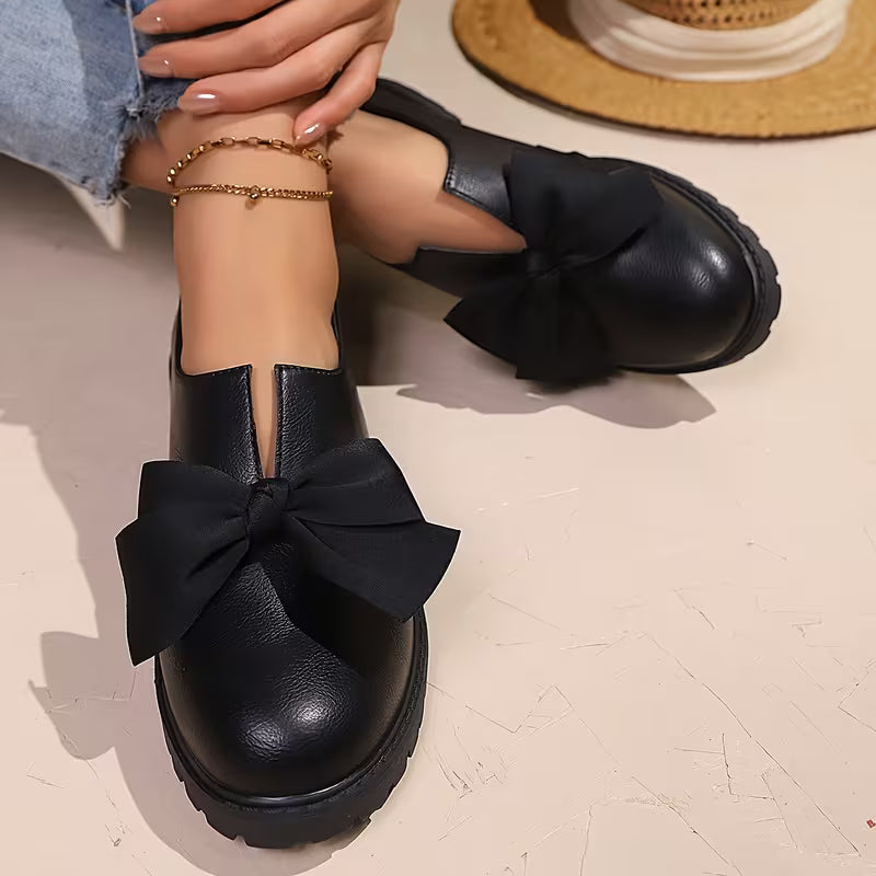 Nargiza - Elegante Loafers Med Sløjfe, Rund Tå Og Tyk Sål