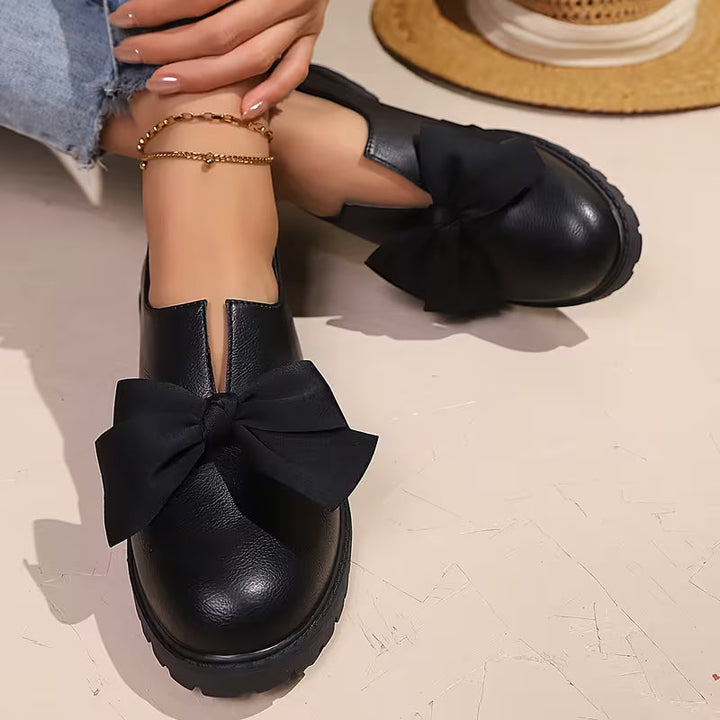 Nargiza - Elegante Loafers Med Sløjfe, Rund Tå Og Tyk Sål