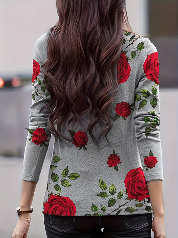 Zunni – Top Med Blomsterprint Og Høj Hals