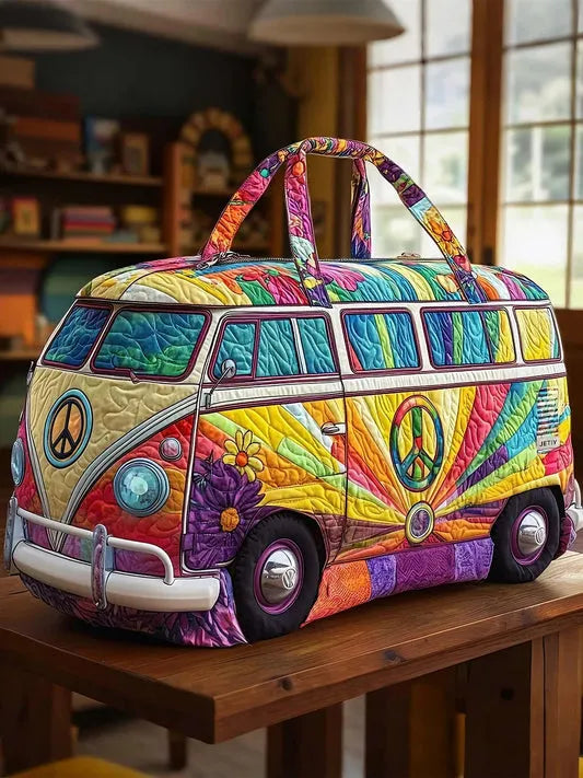 RetroBloom – Vatteret Rejsetaske Med Vintage Campingvognsmotiv