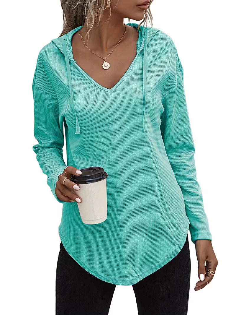 Heydi – Sweatshirt Med Lange ærmer Buet Forneden og Hætte