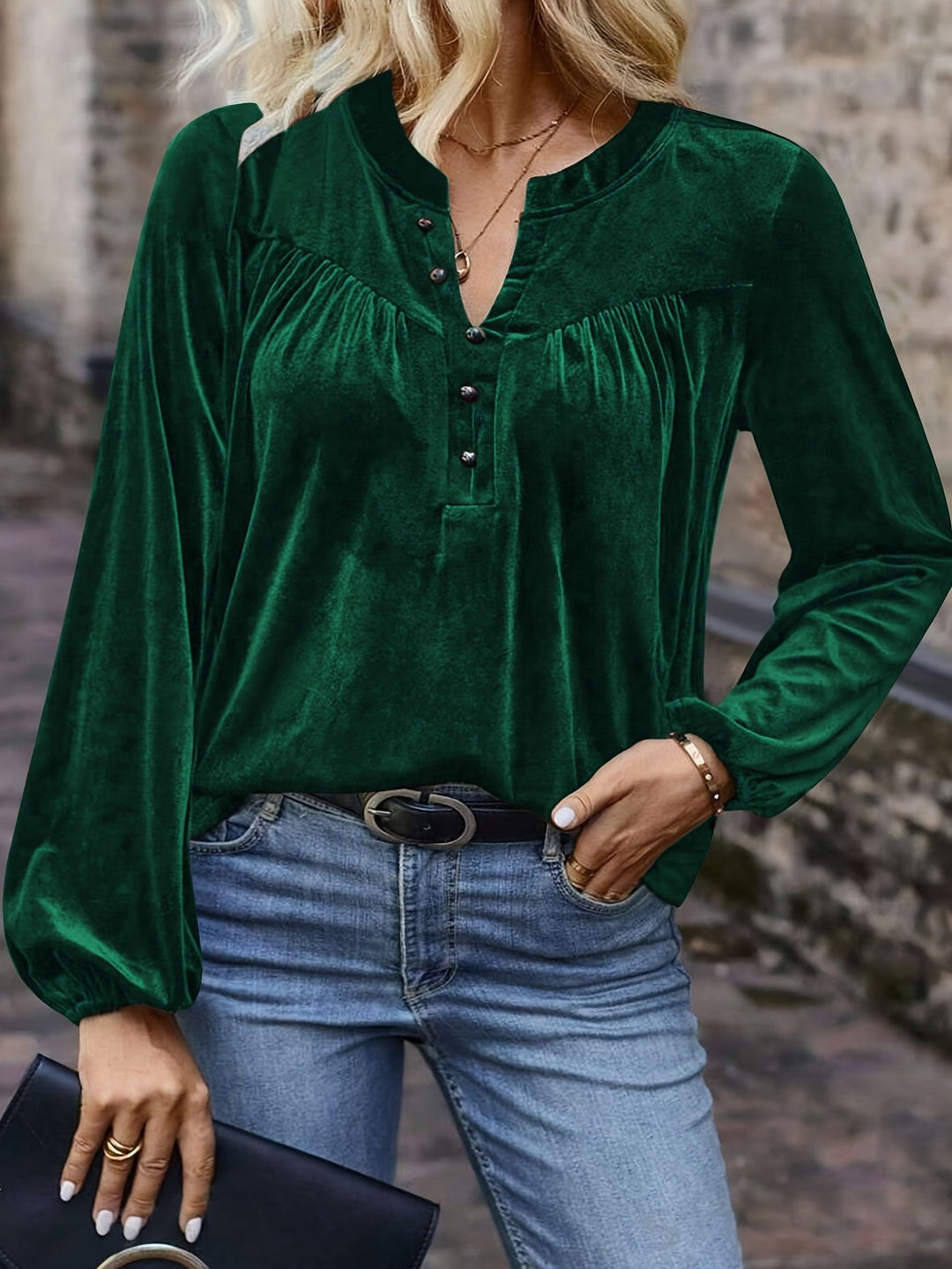 Ramina - Elegant Lantern Skjorte Med Lange Ærmer
