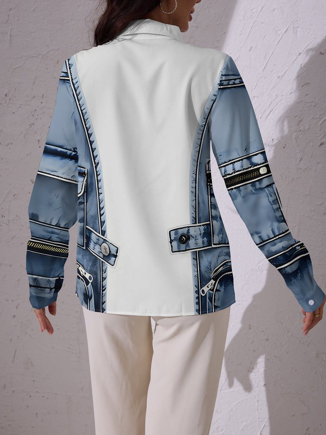 Alfiya - Langærmet Skjorte Med Lomme I Denim Veststil