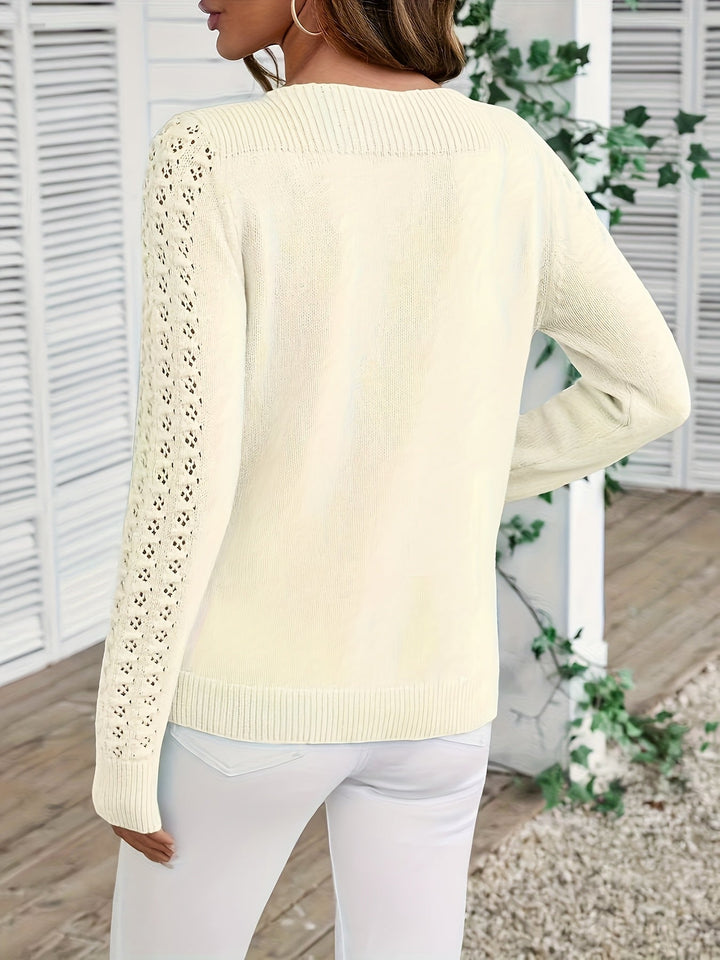 Pauliina - Afslappet Langærmet Sweater Med Hulmønster