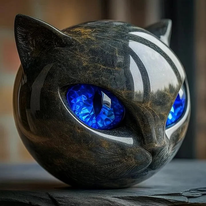 Nyxcharm – Skulptur Af Et Mystisk Sort Kattehoved