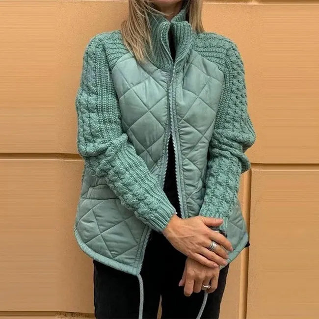 Karoliina - Strikket Patchwork Dun Jakke