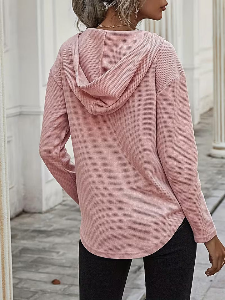 Heydi – Sweatshirt Med Lange ærmer Buet Forneden og Hætte