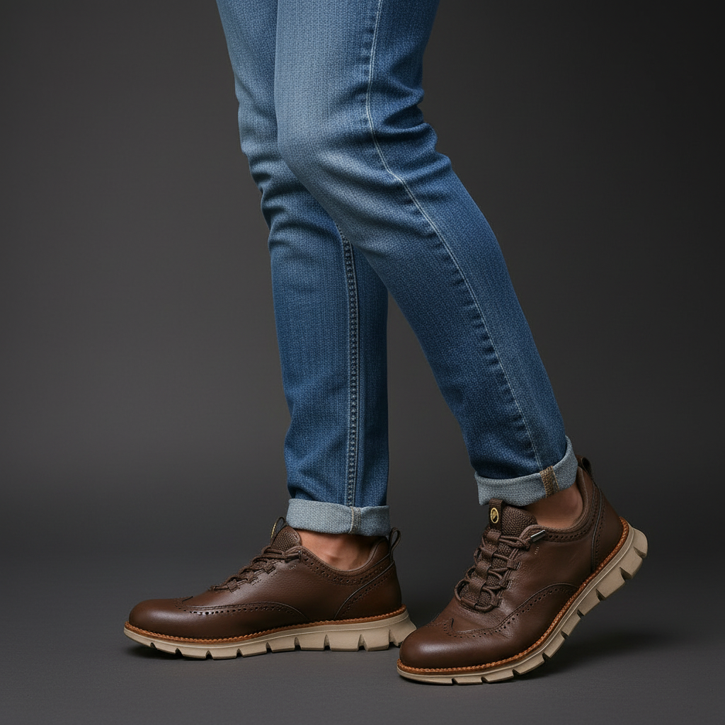 Heijnen – Sneakers i Læder Med Wingtip Brogue Udformning