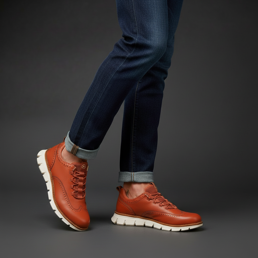 Heijnen – Sneakers i Læder Med Wingtip Brogue Udformning