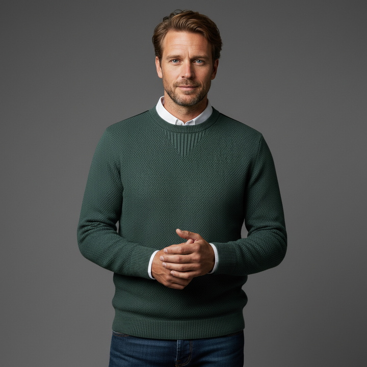 Jaison – Sweater Med Strukturstrik og Rund Hals