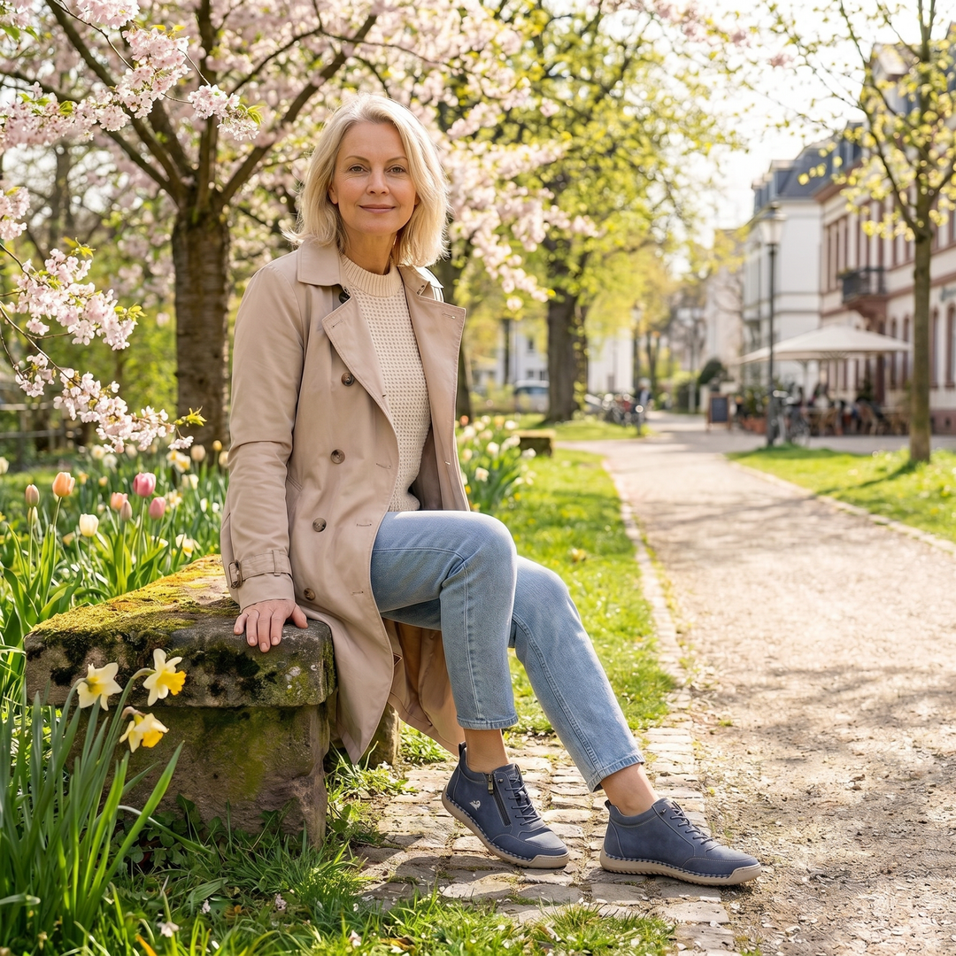 Schreiner – Sneakers Med Snørebånd og Lynlås Samt Kontrastsyninger