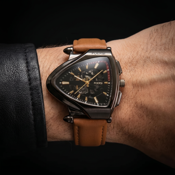 Narciso – Trekantet Læderur Med Skeletdesign