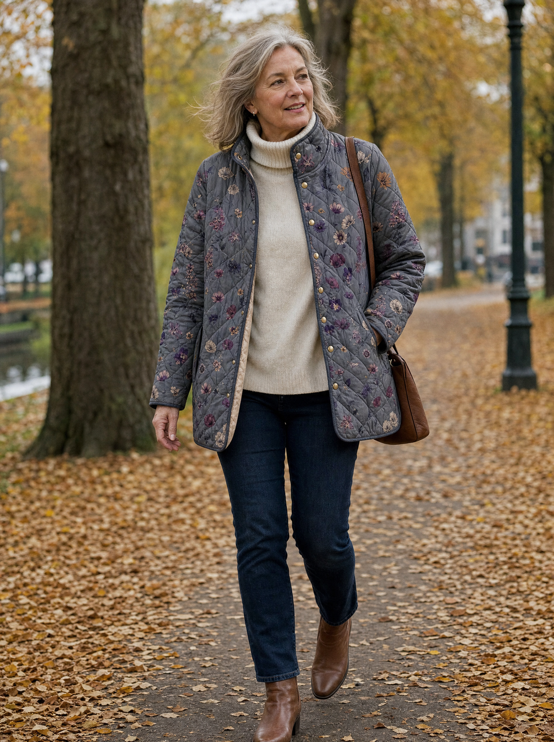 Kizil – Quiltet Frakke Med Blomsterprint