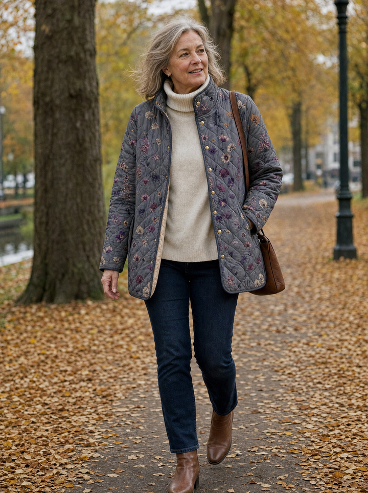 Kizil – Quiltet Frakke Med Blomsterprint