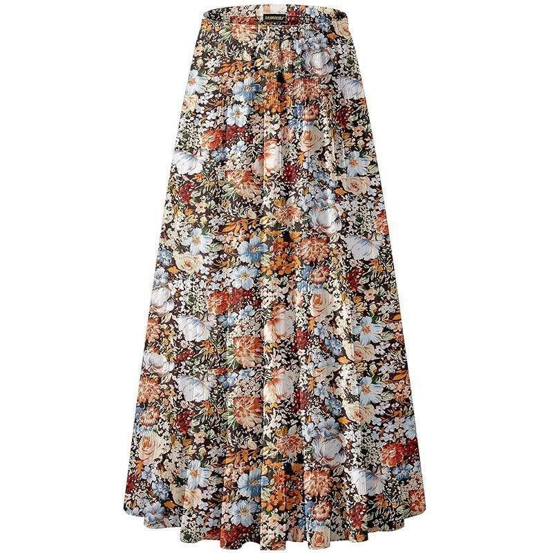 Zolina – Nederdel Med Blomsterprint Og Elastisk Talje