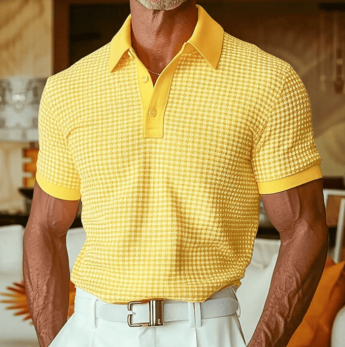 Ishaan - Polo shirt Med Struktur Og Ternet Mønster