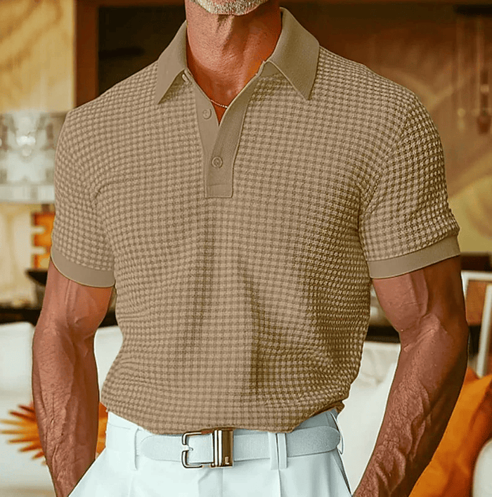 Ishaan - Polo shirt Med Struktur Og Ternet Mønster
