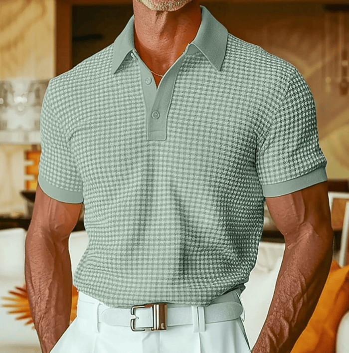 Ishaan - Polo shirt Med Struktur Og Ternet Mønster