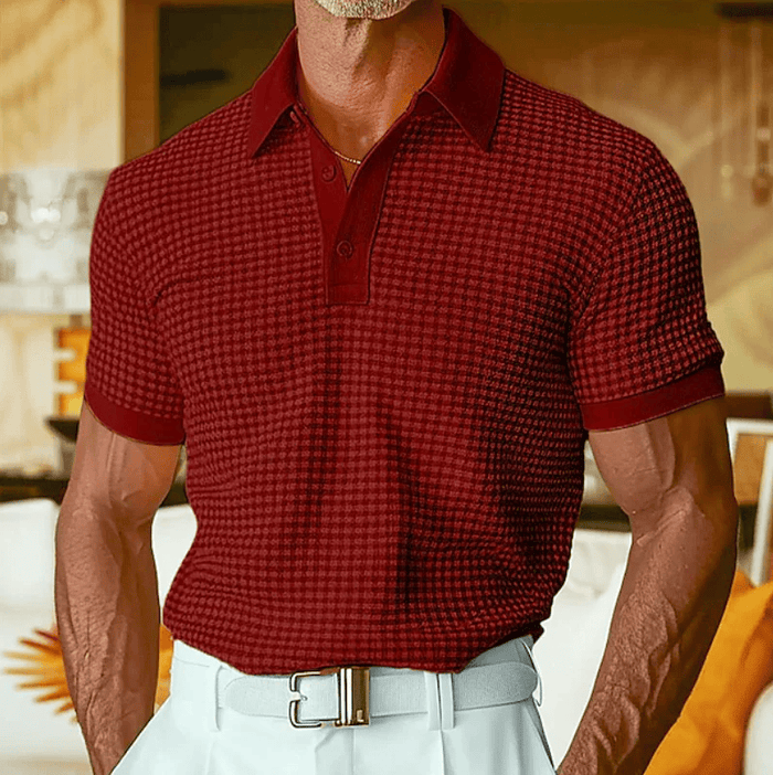Ishaan - Polo shirt Med Struktur Og Ternet Mønster