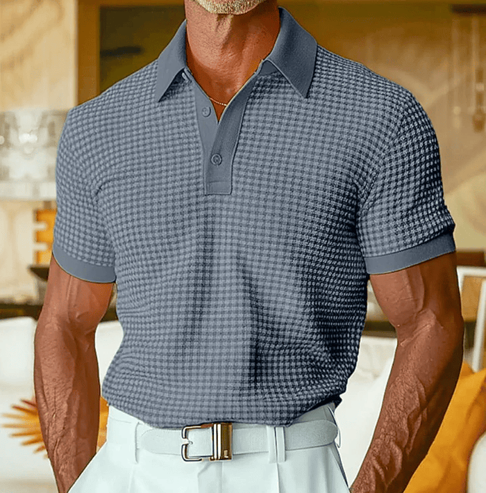 Ishaan - Polo shirt Med Struktur Og Ternet Mønster