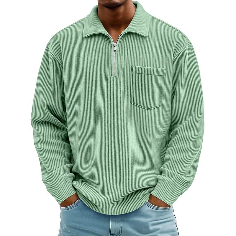 Quenton – Sweater Med Halv Lynlås og Brystlomme