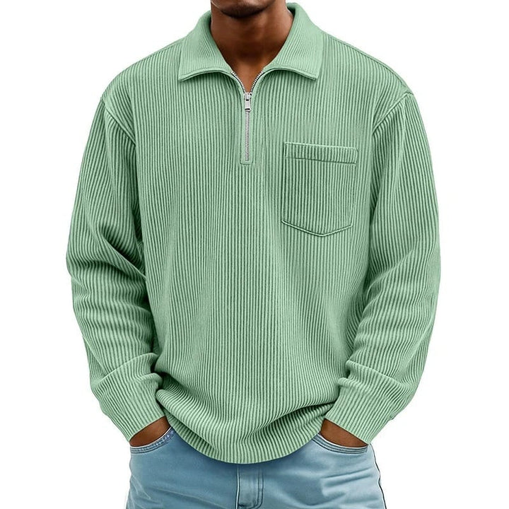 Quenton – Sweater Med Halv Lynlås og Brystlomme