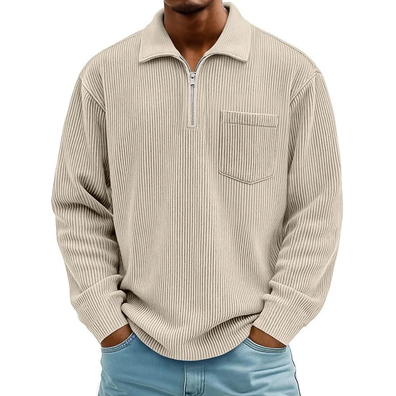 Quenton – Sweater Med Halv Lynlås og Brystlomme