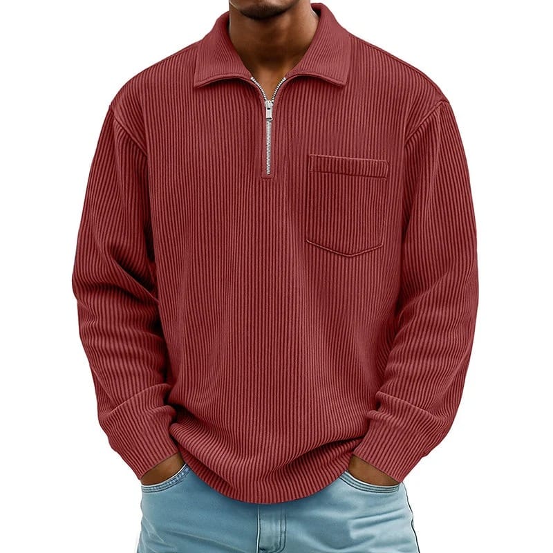 Quenton – Sweater Med Halv Lynlås og Brystlomme