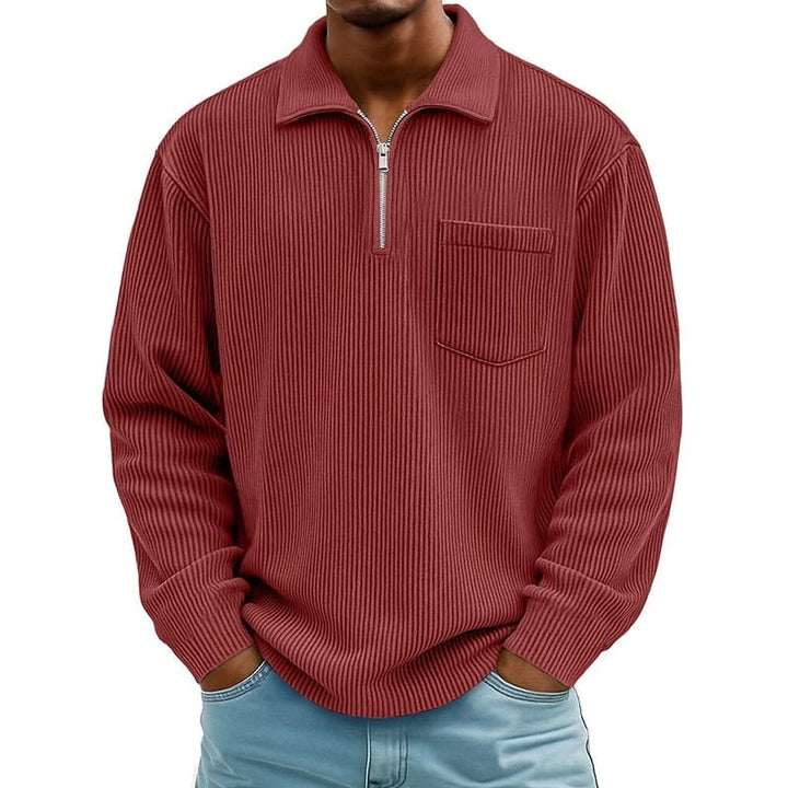 Quenton – Sweater Med Halv Lynlås og Brystlomme