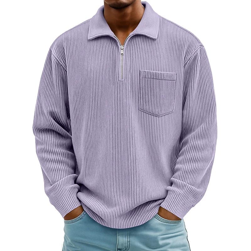 Quenton – Sweater Med Halv Lynlås og Brystlomme