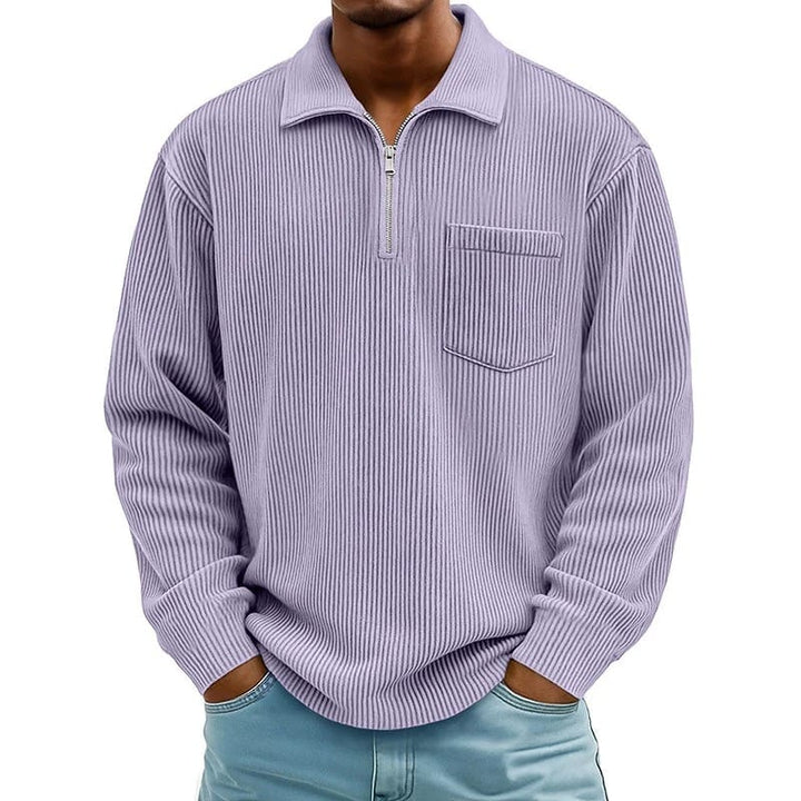 Quenton – Sweater Med Halv Lynlås og Brystlomme