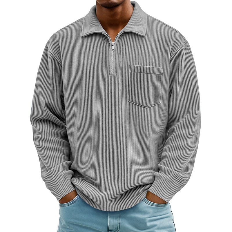 Quenton – Sweater Med Halv Lynlås og Brystlomme