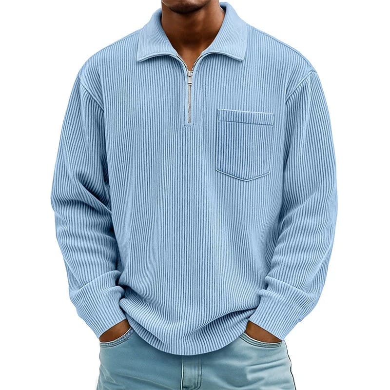 Quenton – Sweater Med Halv Lynlås og Brystlomme