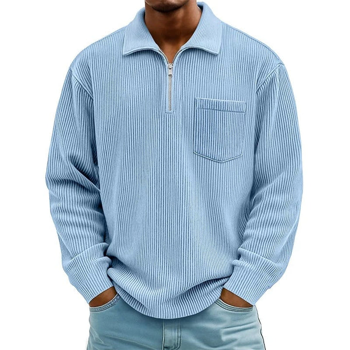 Quenton – Sweater Med Halv Lynlås og Brystlomme