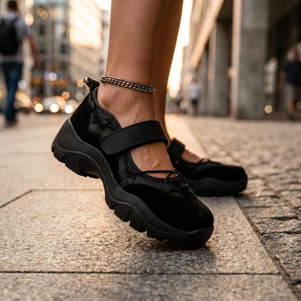 Vinilia – Sneakers Med Bred Sål Og Justerbar Rem