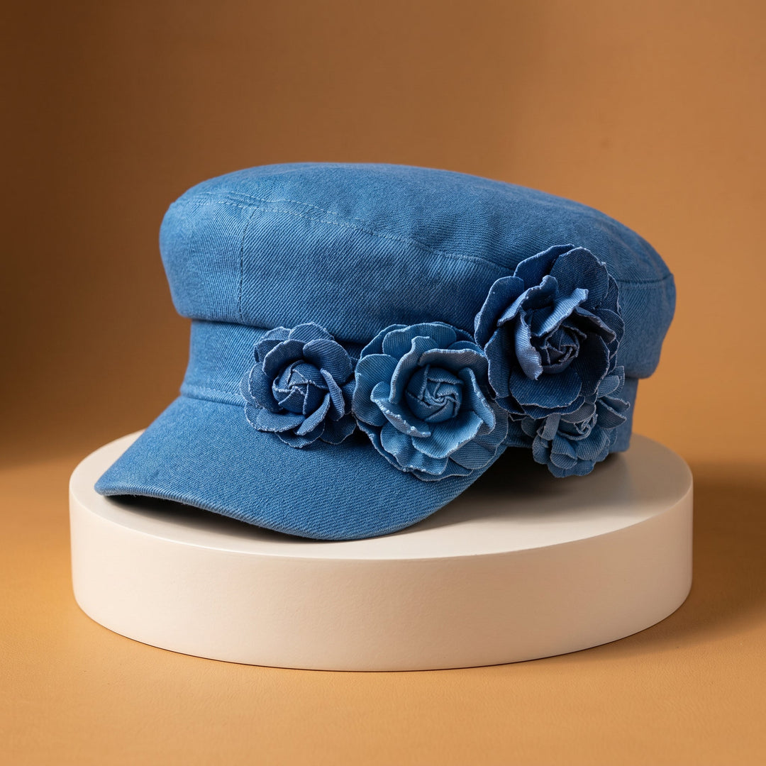Nelisha - Blomsterudsmykket Denimkasket