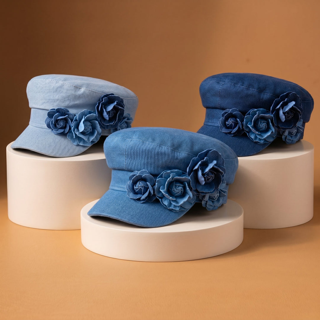 Nelisha - Blomsterudsmykket Denimkasket