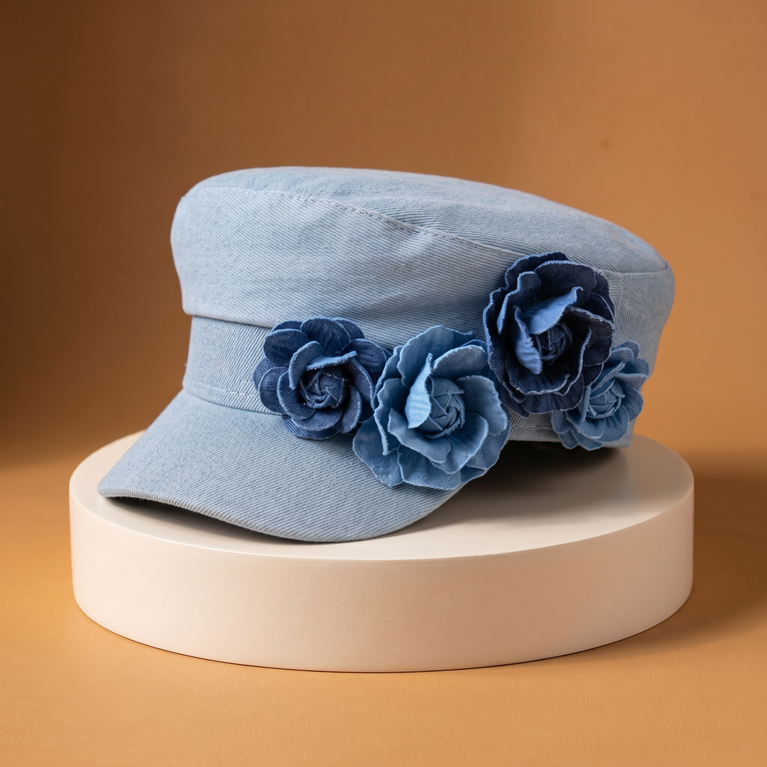 Nelisha - Blomsterudsmykket Denimkasket