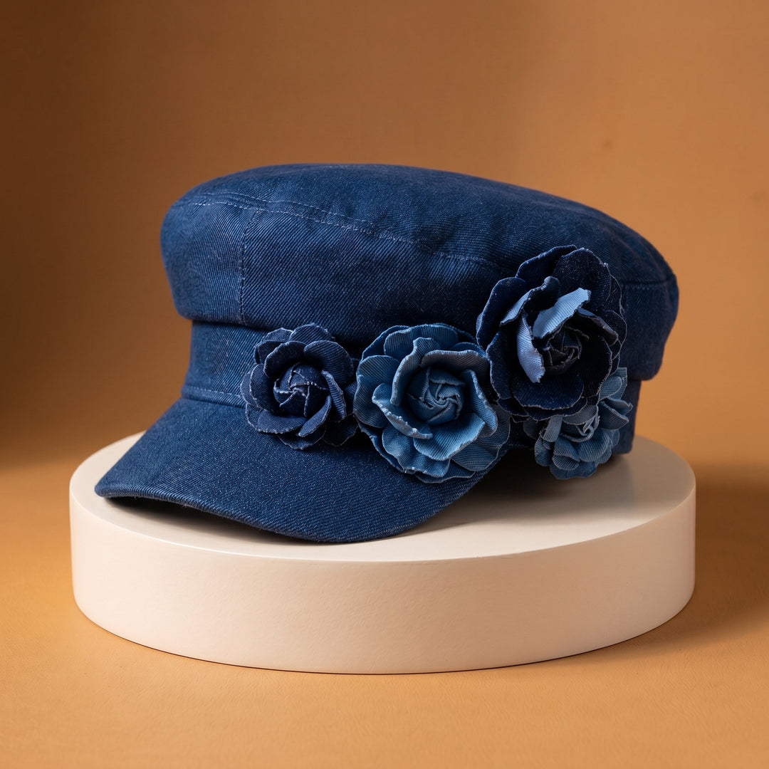 Nelisha - Blomsterudsmykket Denimkasket