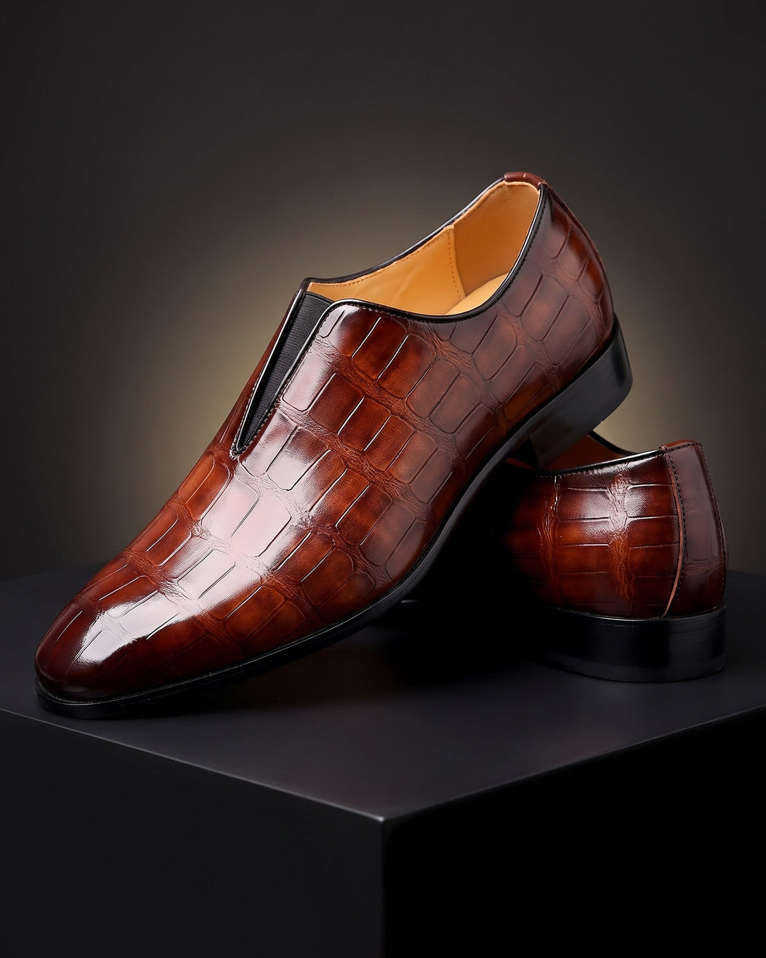 Amphon – Loafers Med Krokodillestruktur og Slip-on-Pasform