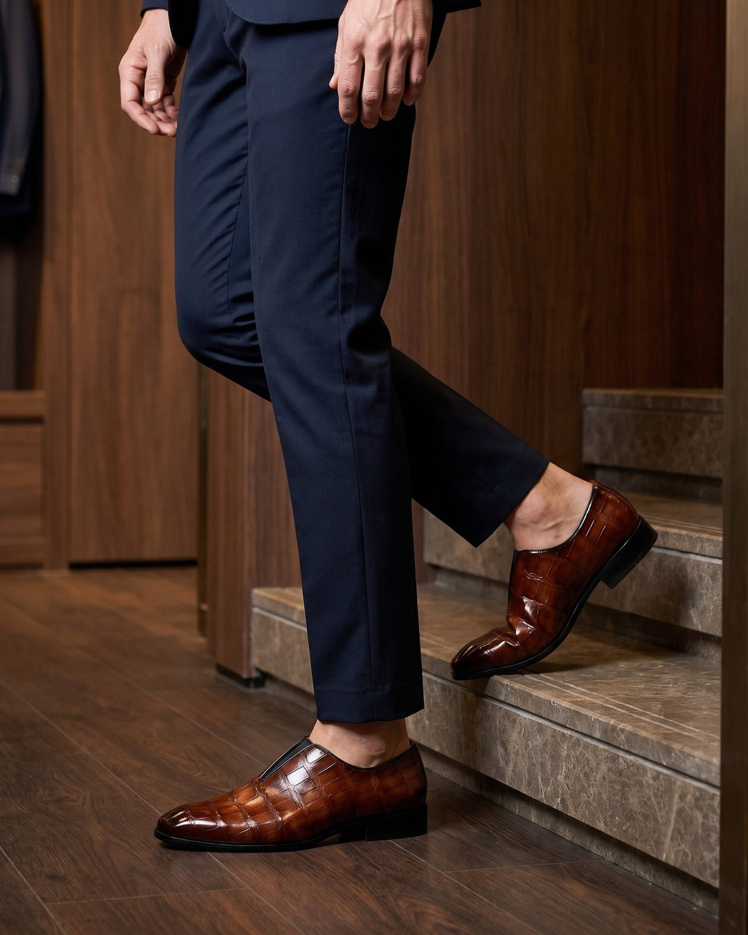 Amphon – Loafers Med Krokodillestruktur og Slip-on-Pasform