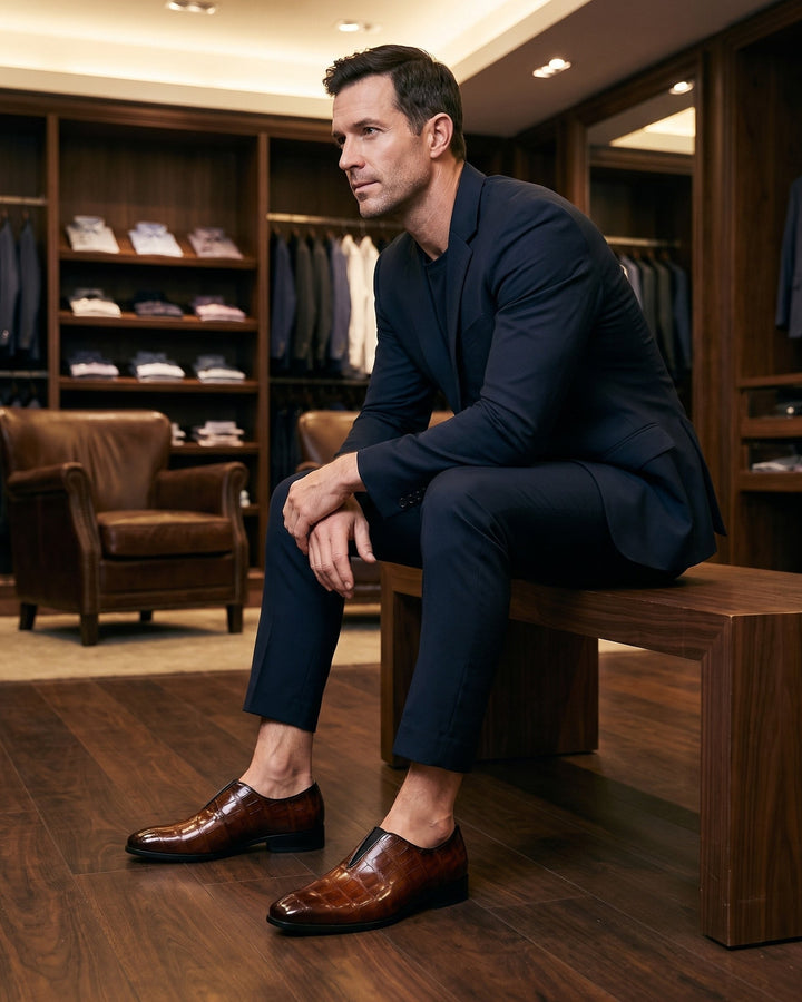 Amphon – Loafers Med Krokodillestruktur og Slip-on-Pasform