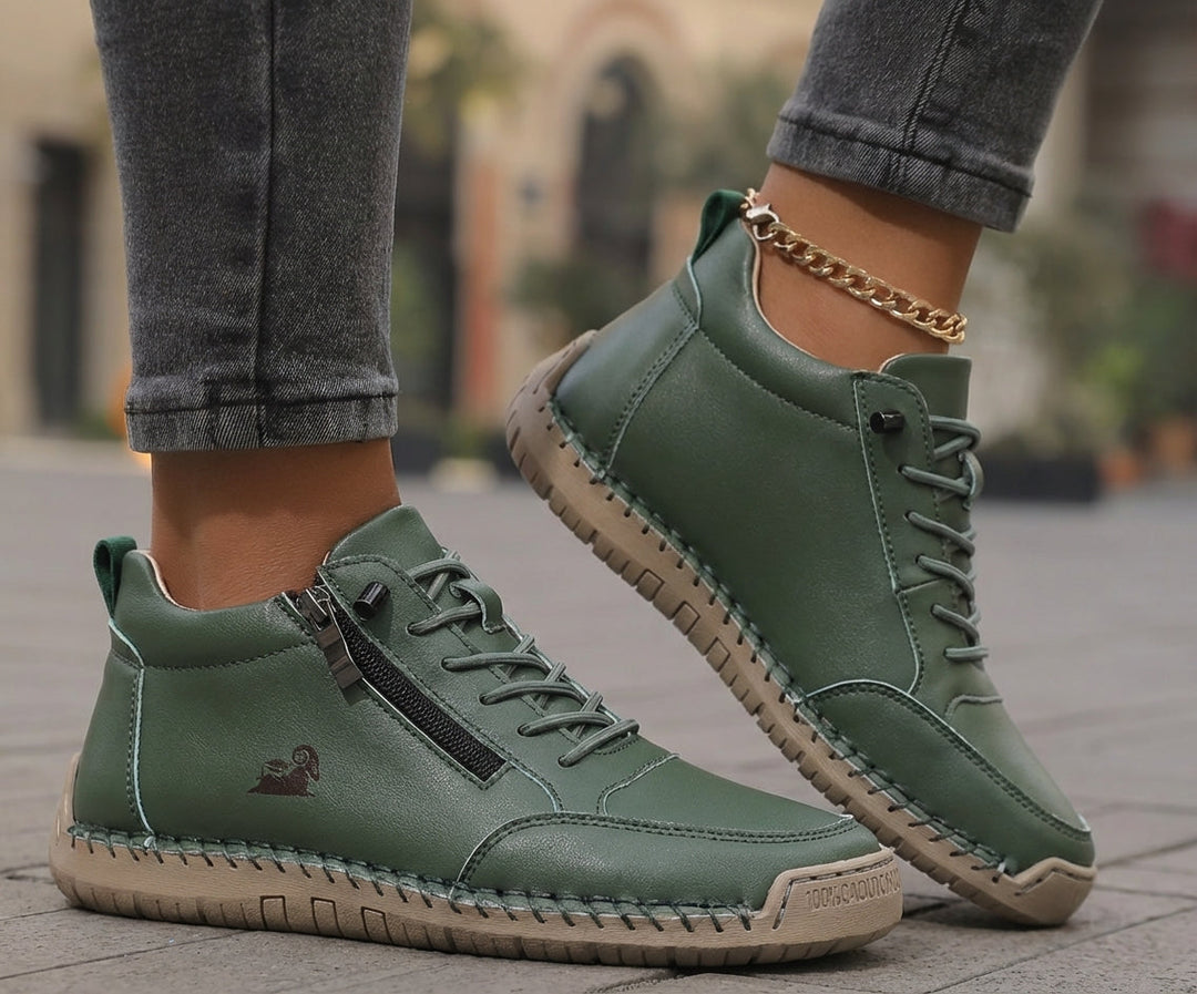 Schreiner – Sneakers Med Snørebånd og Lynlås Samt Kontrastsyninger