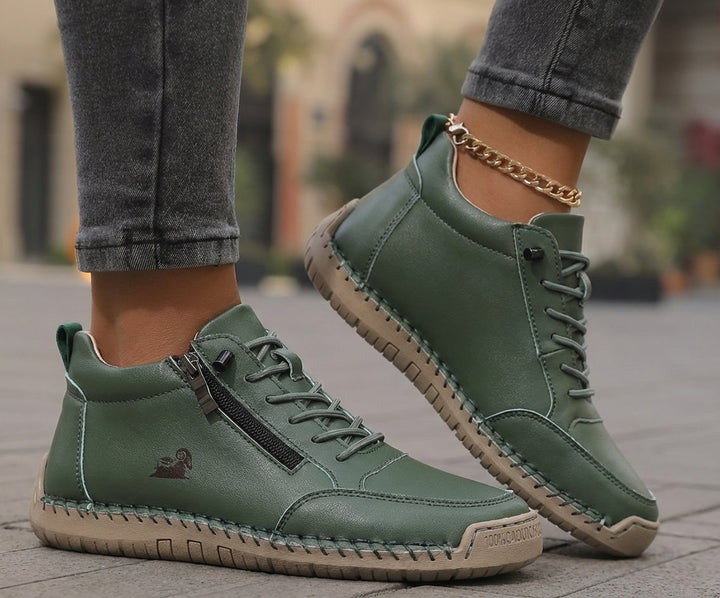 Schreiner – Sneakers Med Snørebånd og Lynlås Samt Kontrastsyninger