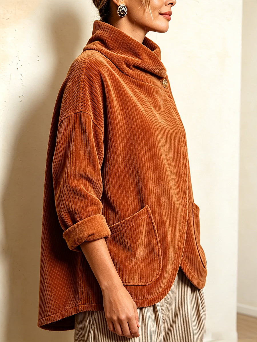 Sisuda  – Asymmetrisk Corduroy-jakke Med Knapper